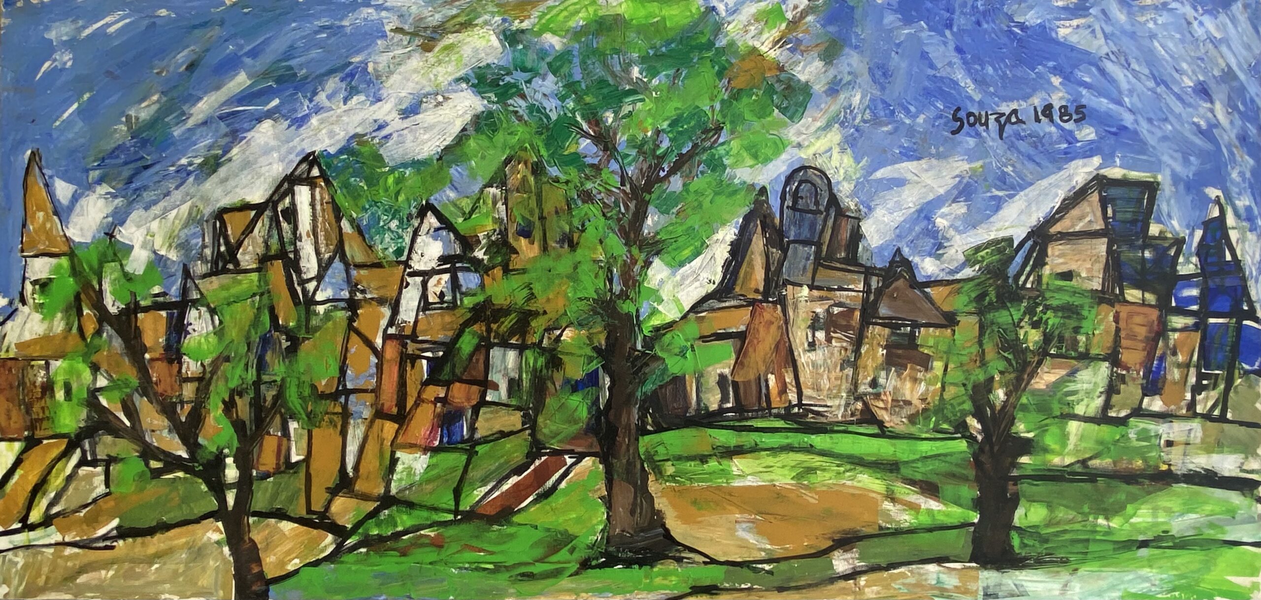 Landscape in Green – F N Souza, 1985