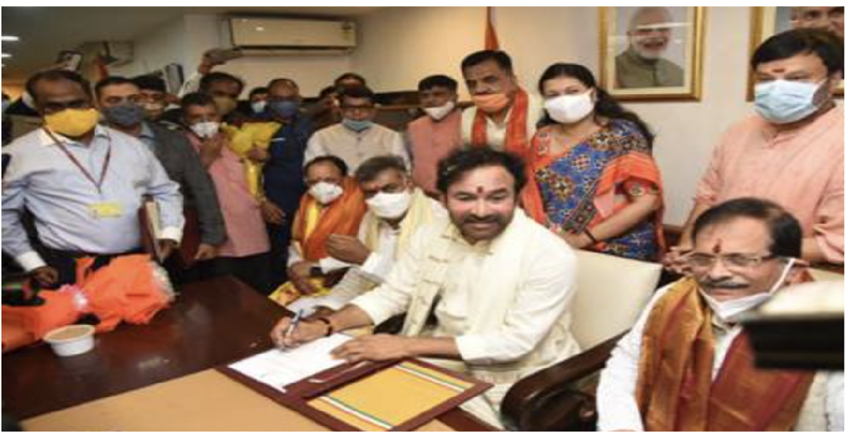 Shri G Kishan Reddy took charge as Union Tourism Minister at Transport Bhavan